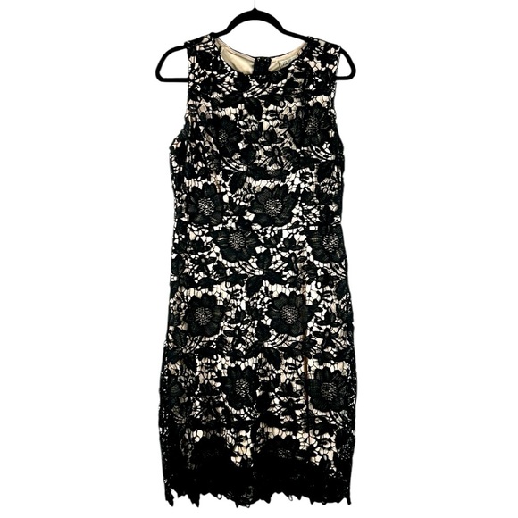 Beige by eci Black Embroidered Whimsical Whimsigoth Witchy Sheath Dress Size 10 - Picture 1 of 7